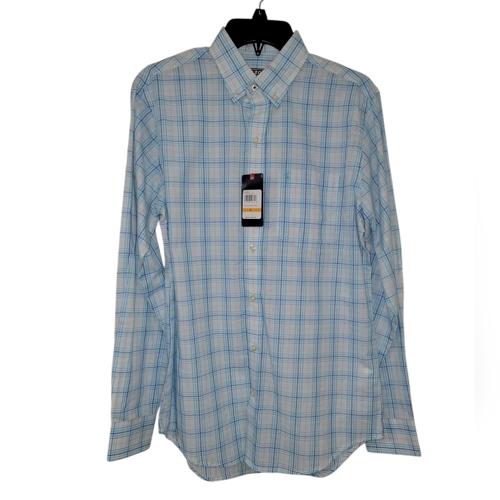 Izod Blue and White size small Casual Button Down Shirt NWT